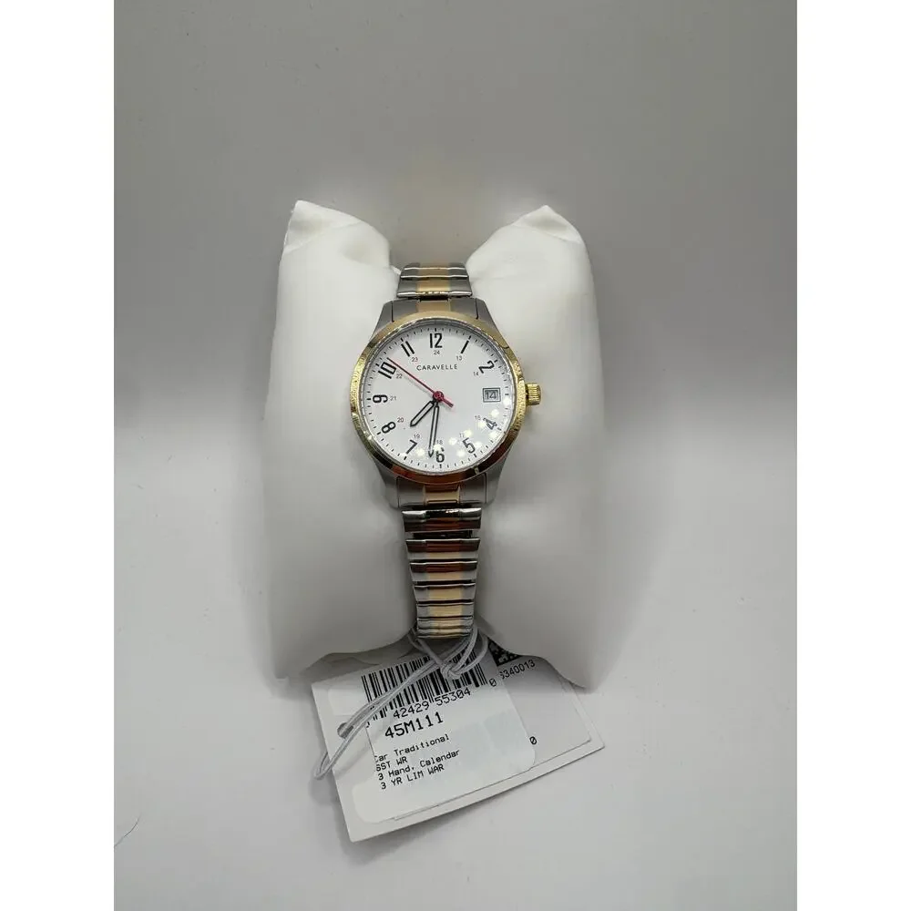 Caravelle designed by Bulova Women's Two-Tone Stainless Steel Bracelet Watch NWT